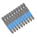 10Pcs Magnetic Cross Head Screwdriver Bits Tip Set S2 Steel 1/4'' Hex Shank