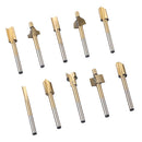 Set of 10pcs 1/8" HSS Shank Titanium HSS Router Bit Trimmer For Rotary Tool