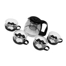 Heat Resistant Clear Glass Flower Kung Fu Teapot 4pcs Teacups Set with Steel Infuser