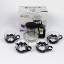 Heat Resistant Clear Glass Flower Kung Fu Teapot 4pcs Teacups Set with Steel Infuser