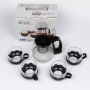 Heat Resistant Clear Glass Flower Kung Fu Teapot 4pcs Teacups Set with Steel Infuser