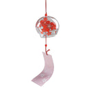 Romantic Glass Bell Hanging Windchime Home Garden Floral Print Decorative Wind Chime