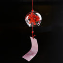 Romantic Glass Bell Hanging Windchime Home Garden Floral Print Decorative Wind Chime