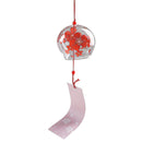 Romantic Glass Bell Hanging Windchime Home Garden Floral Print Decorative Wind Chime