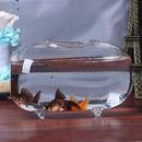 Clear Glass Oval Transparent Aquarium 18cm Water Vase Fish Tank Home Decorative Craft