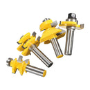 4Pieces Alloy Tongue & Groove and V-notch Router Bit Set For CNC -1/2'' Shank
