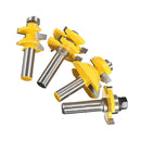 4Pieces Alloy Tongue & Groove and V-notch Router Bit Set For CNC -1/2'' Shank