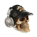 3D Skeleton Skull with Cap and Headphone Model Head Bone Ornament Night Party Pub Bar Decorative Figurine Craft
