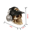3D Skeleton Skull with Cap and Headphone Model Head Bone Ornament Night Party Pub Bar Decorative Figurine Craft