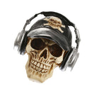 3D Skeleton Skull with Cap and Headphone Model Head Bone Ornament Night Party Pub Bar Decorative Figurine Craft