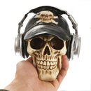 3D Skeleton Skull with Cap and Headphone Model Head Bone Ornament Night Party Pub Bar Decorative Figurine Craft