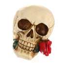 Romantic 3D Skeleton Skull with Rose in Mouth Model Head Bone Ornament Night Party Pub Bar Decorative Figurine Craft