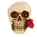 Romantic 3D Skeleton Skull with Rose in Mouth Model Head Bone Ornament Night Party Pub Bar Decorative Figurine Craft