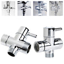 T-adapter 3-Ways Shower Head Shut-Off Valve 2.5cm 2cm Solid Brass Bath Toilet Bidet Sprayer Switch Diverter Chrome