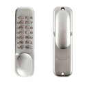 Modern Keyless Digital Push Button Door Lock with Holdback in Satin Chrome