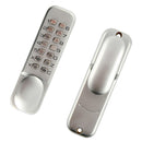 Modern Keyless Digital Push Button Door Lock with Holdback in Satin Chrome