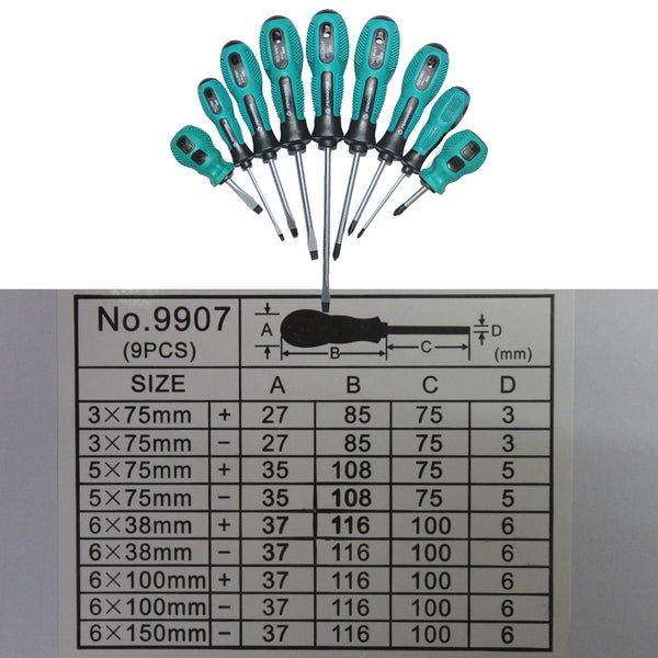 1 Set of 9 Pieces Multi-purpose Screwdriver Set Magnetic Phillips Slotted Convenient Bag Home Repair Hand Tool
