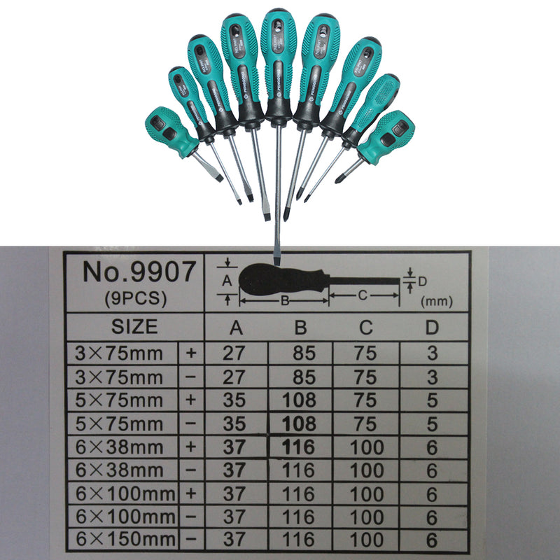 1 Set of 9 Pieces Multi-purpose Screwdriver Set Magnetic Phillips Slotted Convenient Bag Home Repair Hand Tool
