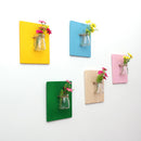 5Pieces Wall Hanging Colorful Wooden Board Glass Pudding Flower Vase Terrarium Container