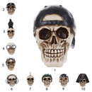 3D Skull with Cap Ornament Steampunk Cyber Goth Home Decorative Craft