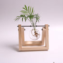 Home Floral Landscape Glass Bottle Terrarium Flower Vase with Wooden Base