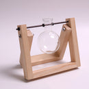 Home Floral Landscape Glass Bottle Terrarium Flower Vase with Wooden Base