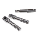 3Pieces SDS Plus Socket Adapter Set, 1/4'' 3/8'' 1/2'' Square Nut Driver Power Drill Impact Socket Extension Bit Adapter Set
