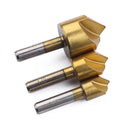 Durable 3Pieces 3/8''1/2'' 3/4'' Countersink Bore Set Round Shank Chamfer Drill Bit