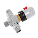Solid Brass 3-Way Thermostatic Mixing Valve 1/2'' Male Connections, Temperature Adjustment