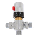 Solid Brass 3-Way Thermostatic Mixing Valve 1/2'' Male Connections, Temperature Adjustment