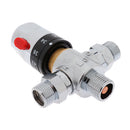 Solid Brass 3-Way Thermostatic Mixing Valve 1/2'' Male Connections, Temperature Adjustment