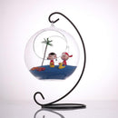 Double Opening Glass Vase Flower Pot Landscape Terrarium Container Candle Holder with Rope