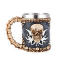 Stainless Steel Gothic Tribal Skull Tankard Coffee Mug Cup Creepy Drinkware