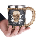 Stainless Steel Gothic Tribal Skull Tankard Coffee Mug Cup Creepy Drinkware