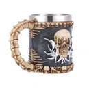 Stainless Steel Gothic Tribal Skull Tankard Coffee Mug Cup Creepy Drinkware