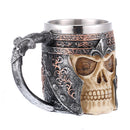 400ml Stainless Steel Skull Mug Tankard Drinking Cup Gothic Coffee Drinkware