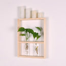 Wall Hanging Clear Glass Test Tube Flower Vase Plant Hydroponic Pot in Wooden Stand for Home Cafe Decoration
