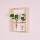 Wall Hanging Clear Glass Test Tube Flower Vase Plant Hydroponic Pot in Wooden Stand for Home Cafe Decoration