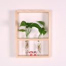 Wall Hanging Clear Glass Test Tube Flower Vase Plant Hydroponic Pot in Wooden Stand for Home Cafe Decoration
