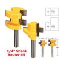 2PIeces Tongue & Groove Huge Crown Router Bit 1/4'' Shank Wood Milling Cutter