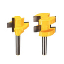 2PIeces Tongue & Groove Huge Crown Router Bit 1/4'' Shank Wood Milling Cutter