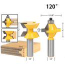 2Pieces 1/2'' Shank Router Bit Set 120 Degree Woodworking Groove Chisel Cutter Tool