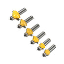 6Pieces Radius 1/2'' Shank Round Over Beading Edging Router Bit Woodworking Tool