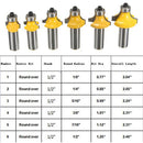 6Pieces Radius 1/2'' Shank Round Over Beading Edging Router Bit Woodworking Tool