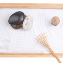 Zen Garden Sand Kit Home Table Feng Shui Rake Pebbles Wooden Tray Ornament