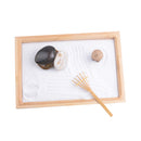 Zen Garden Sand Kit Home Table Feng Shui Rake Pebbles Wooden Tray Ornament