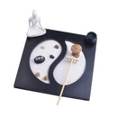 Zen Garden Sand Kit Desktop Wooden Tray Stone Rake Meditation Tealight Holder