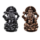 The Hue God Cottage Resin Seated Meditation Ganesha Buddha Statue Figurine-Silver