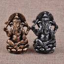 The Hue God Cottage Resin Seated Meditation Ganesha Buddha Statue Figurine-Silver