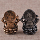 The Hue God Cottage Resin Seated Meditation Ganesha Buddha Statue Figurine-Silver